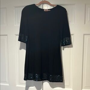 Black Dress with Sequin Trim